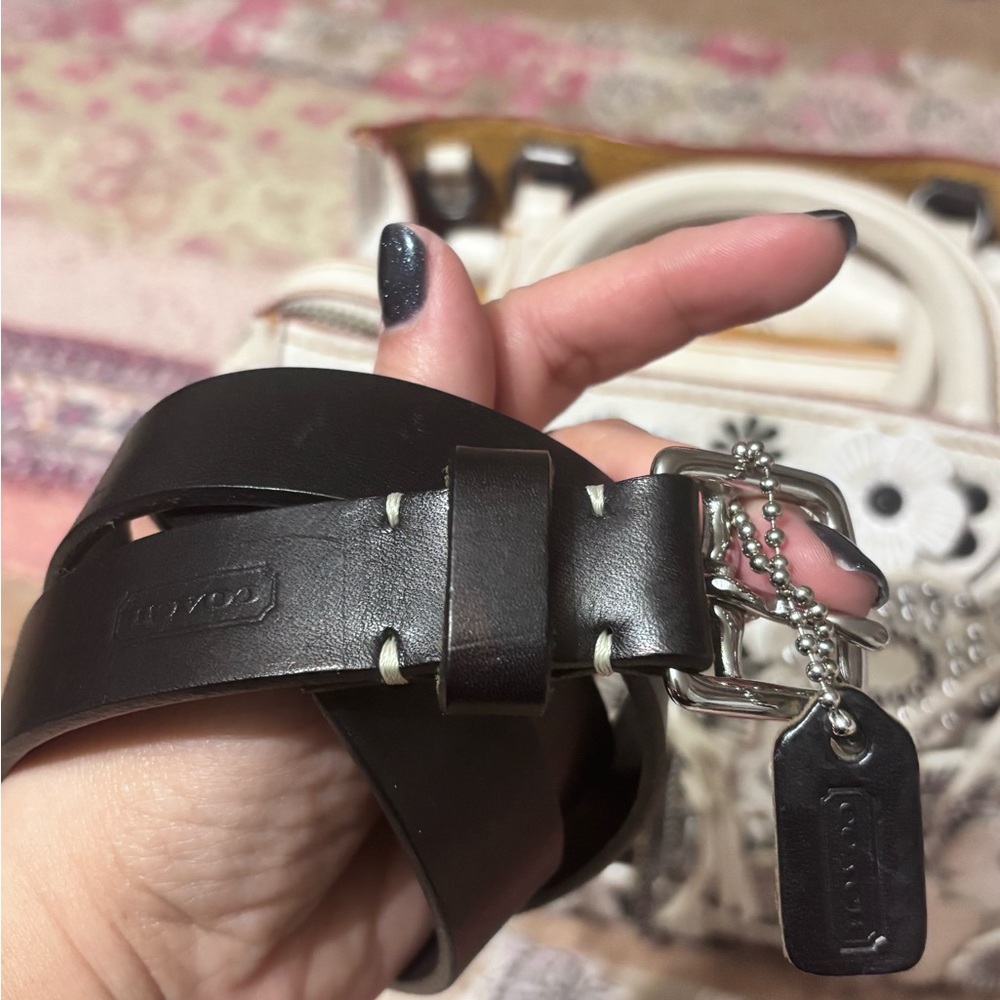 SOLD-Vintage Coach Blk Leather Belt W/ Tags.